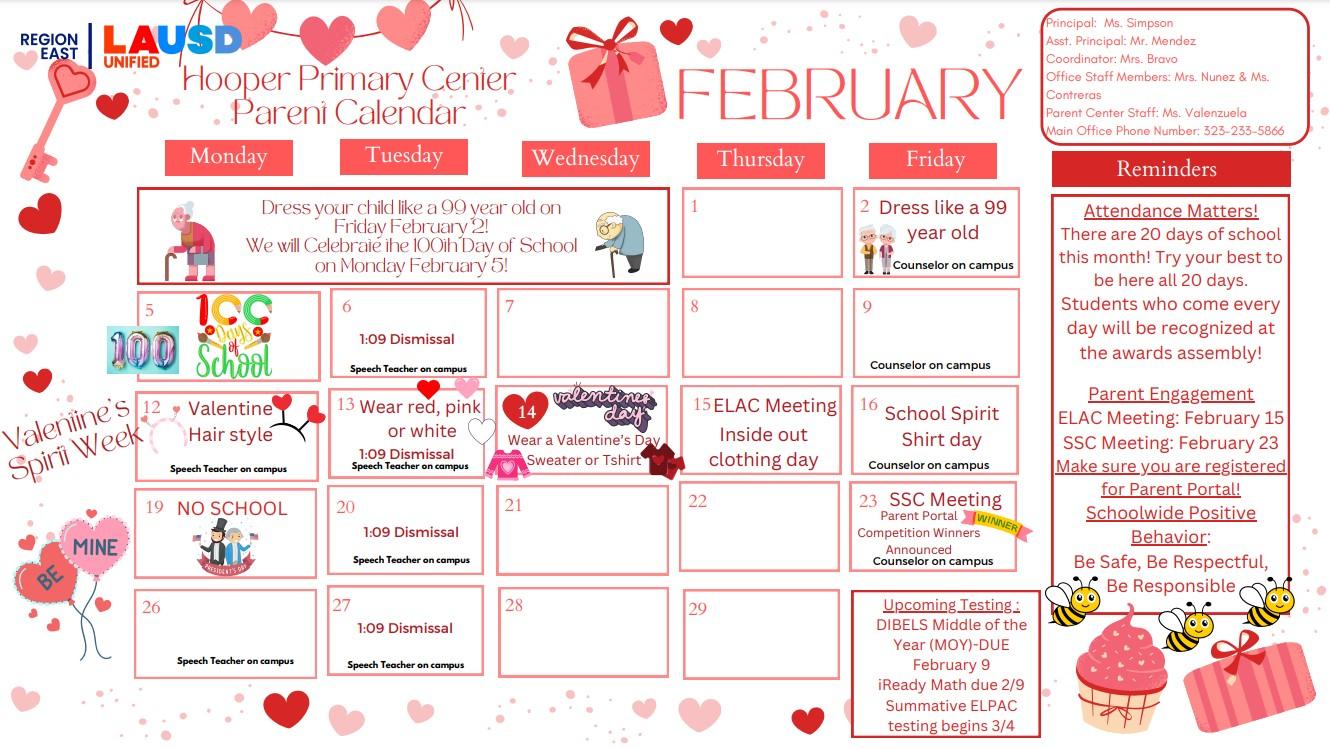 February Parent Calendar