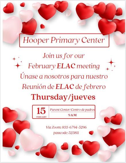 flyer for February ELAC