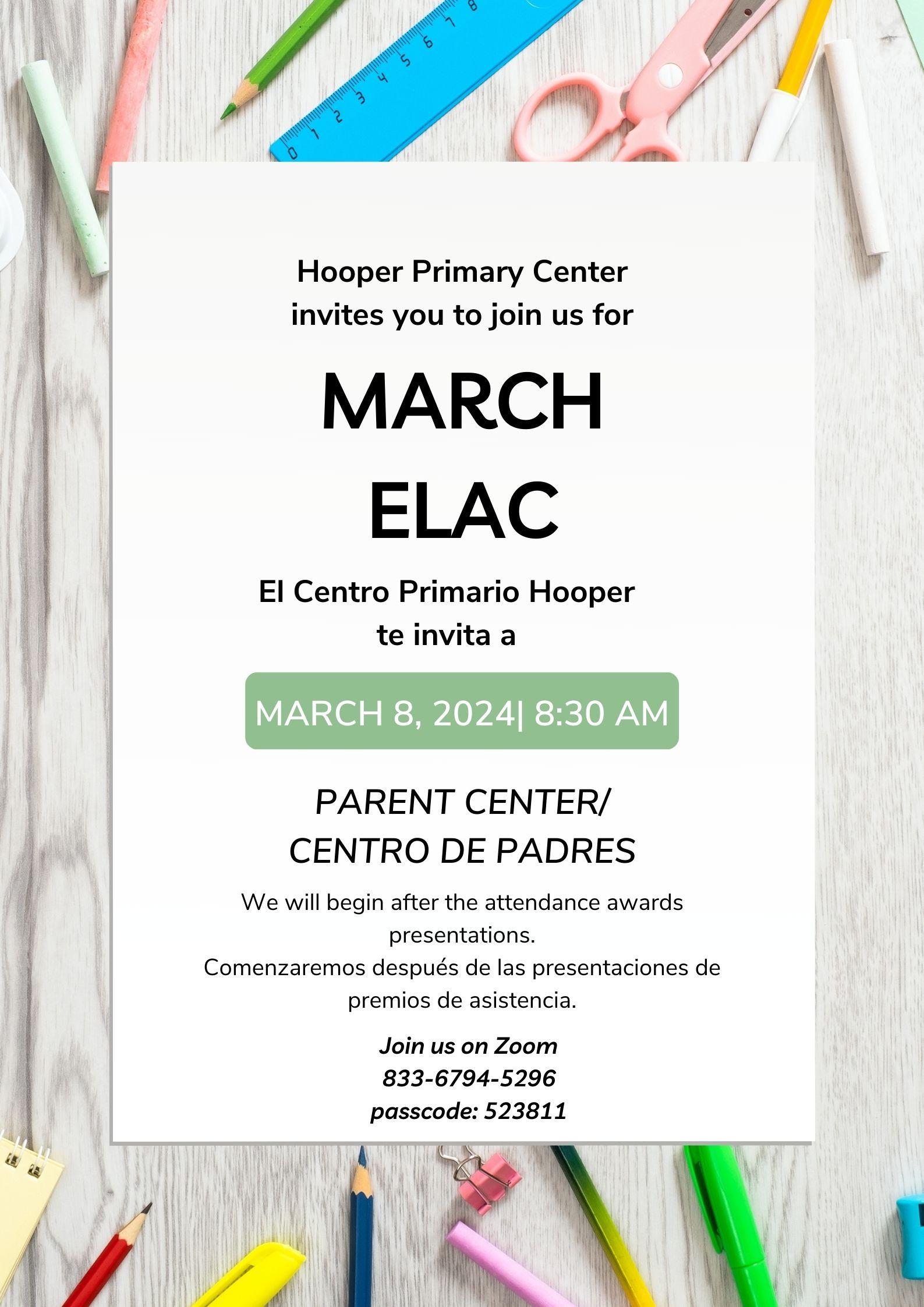flyer for ELAC meeting